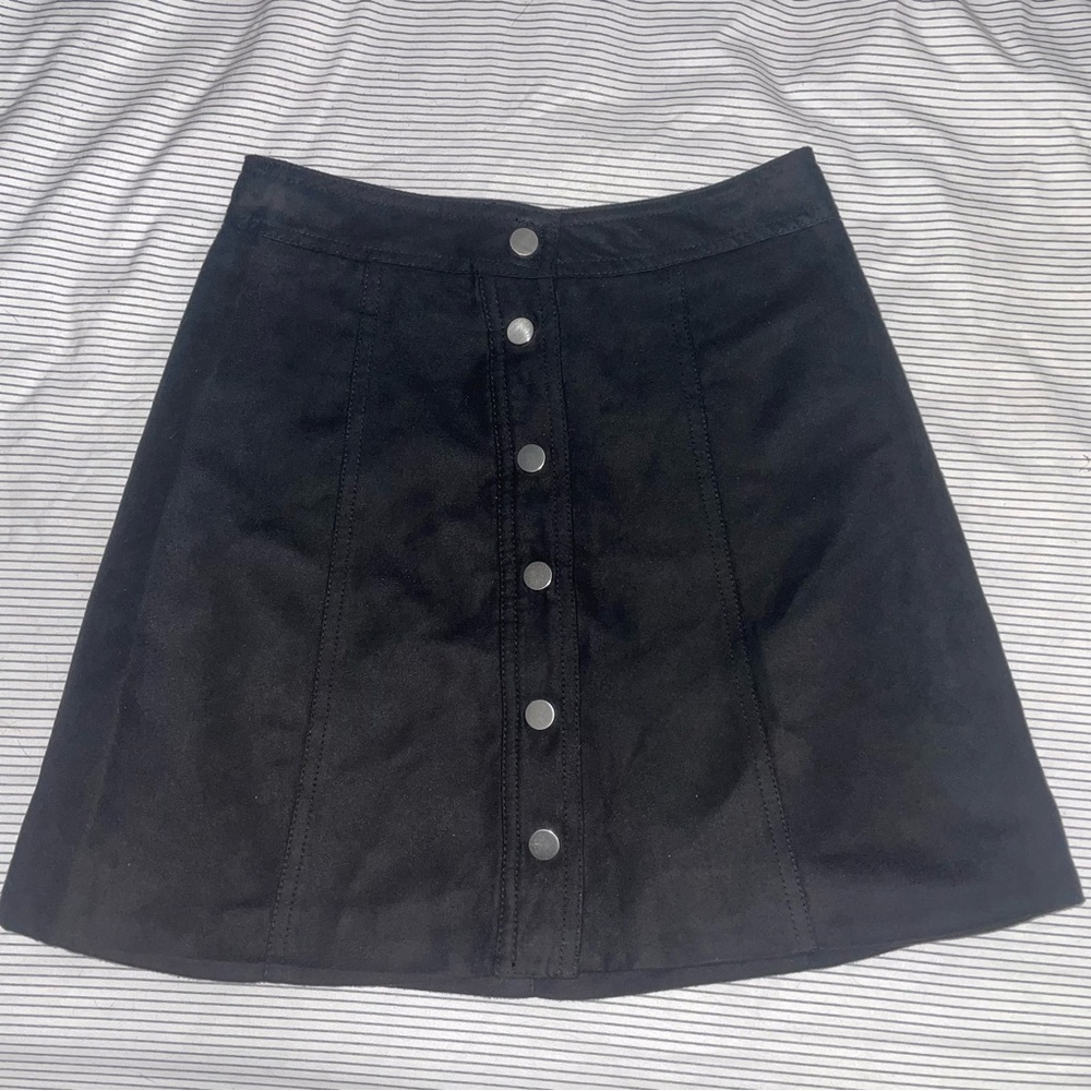 H&M Black Mini Skirt with Silver Buttons